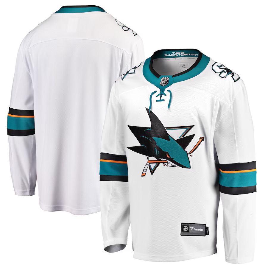 Men San Jose Sharks Fanatics Branded White Breakaway Away NHL Jersey->customized nhl jersey->Custom Jersey